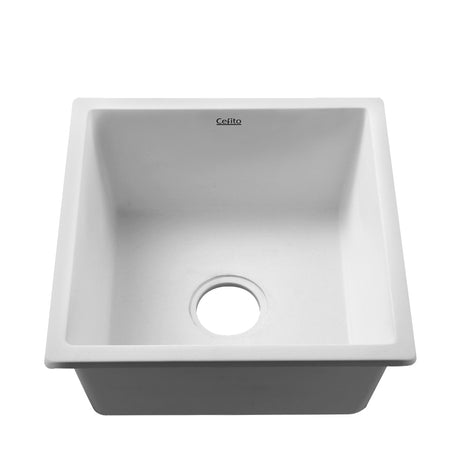 Granite stone laundry sink, white single bowl 45x45cm