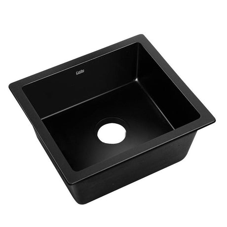 Granite stone laundry sink, black single bowl 46x41cm
