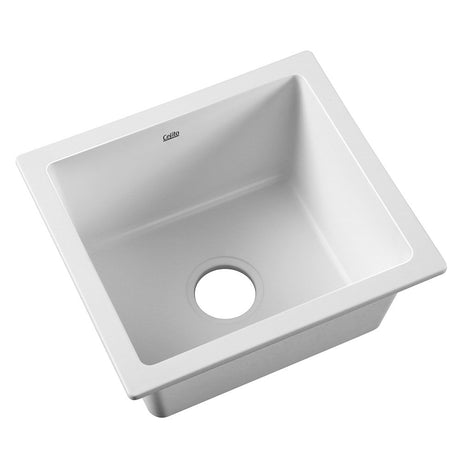 Granite stone laundry sink, white single bowl 46x41cm