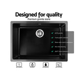 Granite stone laundry sink, black single bowl 61x47cm