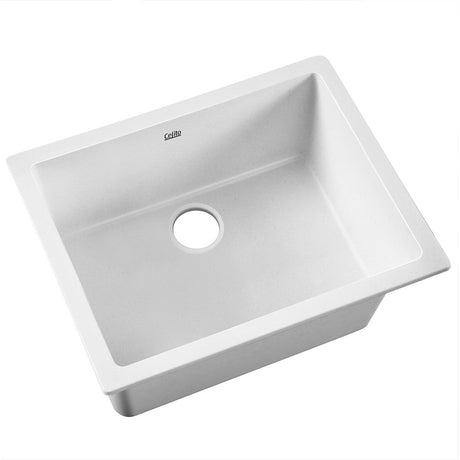 Granite stone laundry sink, white single bowl 61x47cm