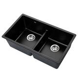 Granite stone kitchen sink, black double bowl 79x46cm