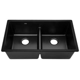 Granite stone kitchen sink, black double bowl 79x46cm