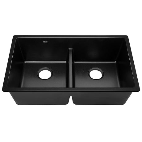 Granite stone kitchen sink, black double bowl 79x46cm