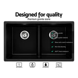 Granite stone kitchen sink, black double bowl 79x46cm