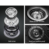 Granite stone kitchen sink, black double bowl 79x46cm