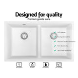 Granite stone kitchen sink, white double bowl 79x46cm