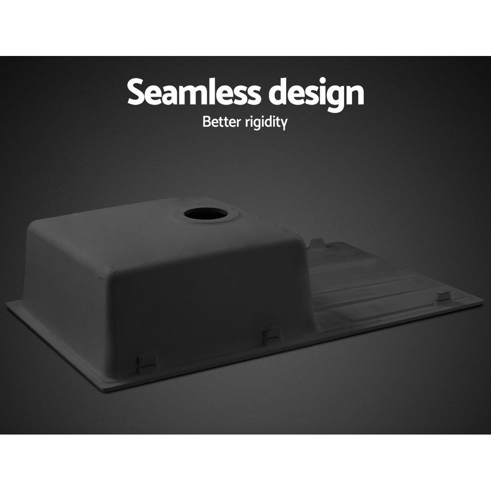 Granite stone laundry sink, black single bowl 86x50cm