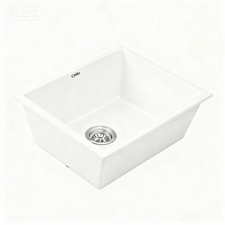 Granite stone kitchen sink, white single bowl 55x45cm