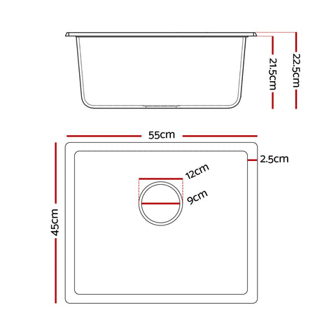 Granite stone kitchen sink, white single bowl 55x45cm