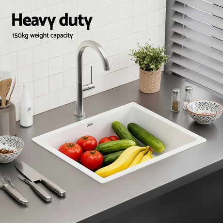 Granite stone kitchen sink, white single bowl 55x45cm