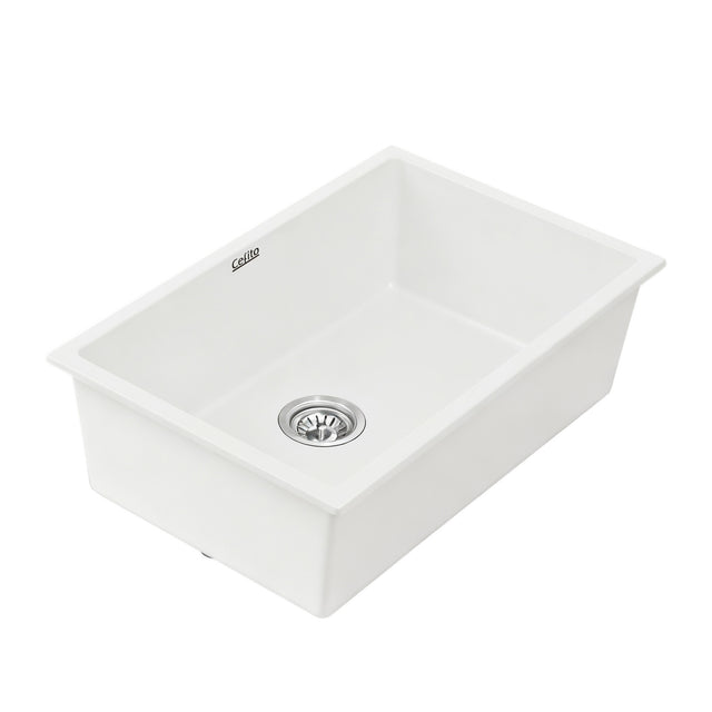 Granite stone kitchen sink, white single bowl 70x45cm