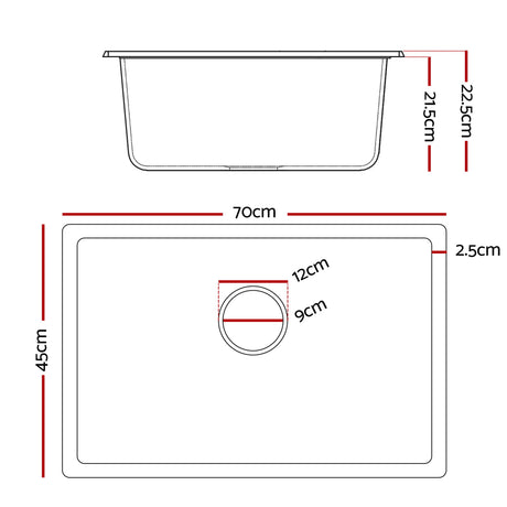 Granite stone kitchen sink, white single bowl 70x45cm