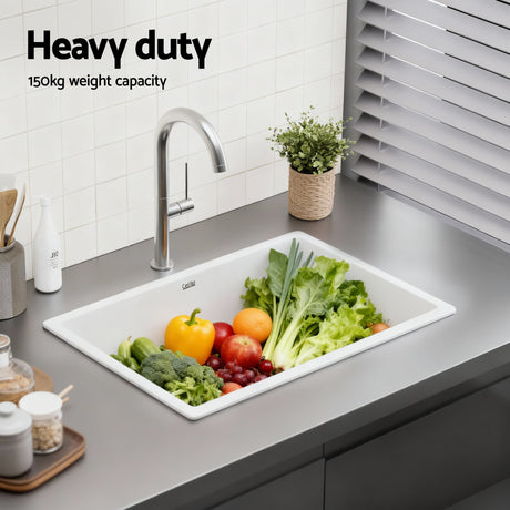 Granite stone kitchen sink, white single bowl 70x45cm
