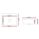 Granite stone kitchen sink, black single bowl 60x47cm