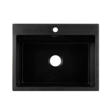 Granite stone kitchen sink, black single bowl 60x47cm