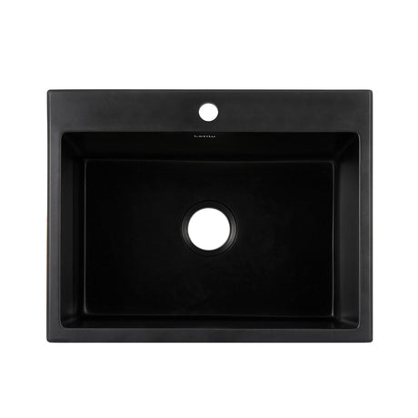 Granite stone kitchen sink, black single bowl 60x47cm