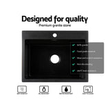 Granite stone kitchen sink, black single bowl 60x47cm