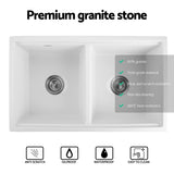 Granite stone laundry sink, white double bowl 79x46cm