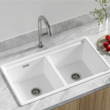 Granite stone laundry sink, white double bowl 79x46cm