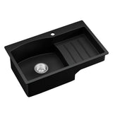 Granite stone laundry sink, black single bowl 74x45cm