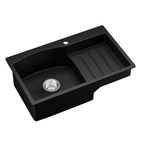 Granite stone laundry sink, black single bowl 74x45cm