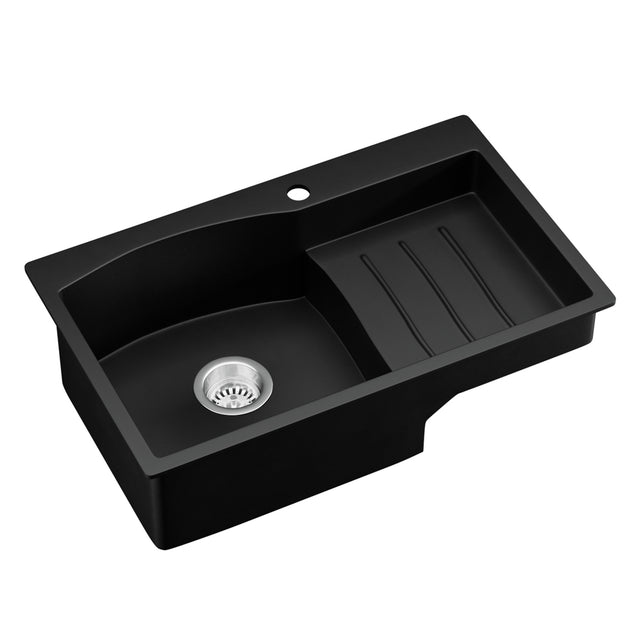 Granite stone laundry sink, black single bowl 74x45cm