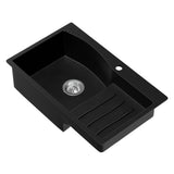 Granite stone laundry sink, black single bowl 74x45cm