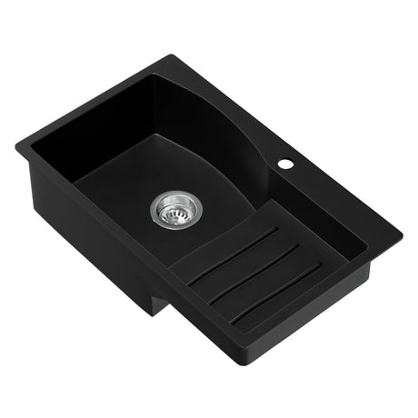 Granite stone laundry sink, black single bowl 74x45cm