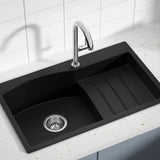 Granite stone laundry sink, black single bowl 74x45cm