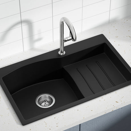 Granite stone laundry sink, black single bowl 74x45cm