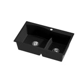 Granite stone laundry sink, black double bowl 76x47cm