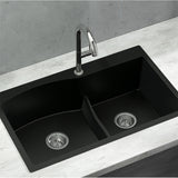 Granite stone laundry sink, black double bowl 76x47cm