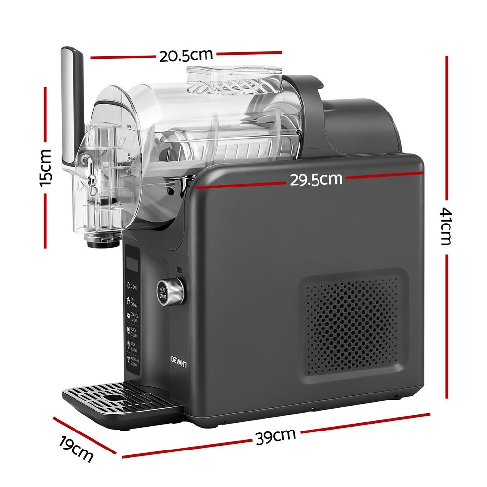 Slushie machine with transparent cover showing the mixture inside