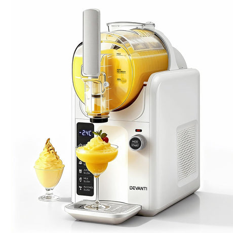 White 2 L bench top slushie machine and ice cream maker