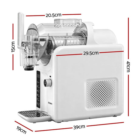 White slushie machine with transparent cover showing mixture inside