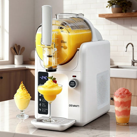White slushie machine on a kitchen bench at a party