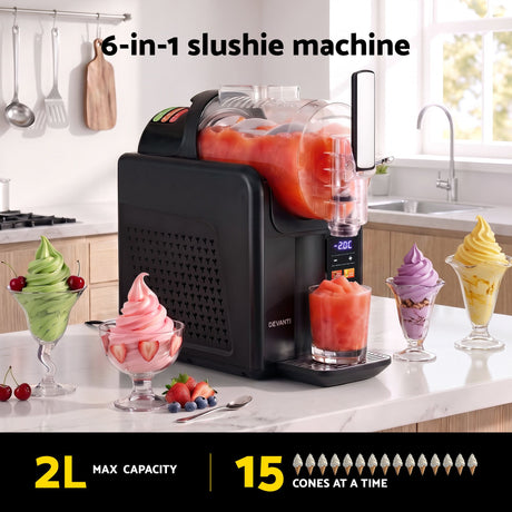 Soft serve ice cream made in the black slushie machine