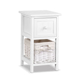 Fingal Head Drawer Basket Bedside Table, White 2pcs
