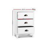 Uralba 3 Drawer Vintage Bedside Table, White