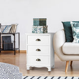 Uralba 3 Drawer Vintage Bedside Table, White