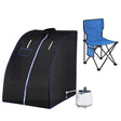 Charcoal portable steam sauna tent with 2 L steamer, foldable chair and floor mat