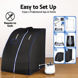 Tool free metal frame assembly for the portable steam sauna tent