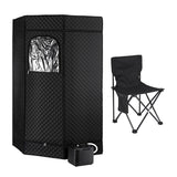Grey full body portable steam sauna tent with 3 L steamer and foldable chair