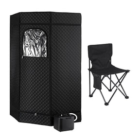 Grey full body portable steam sauna tent with 3 L steamer and foldable chair