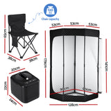 Full height 179 cm steam sauna tent set up in a home room