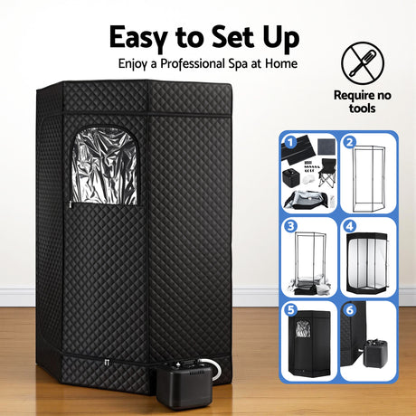 Foldable chair rated to 120 kg with carry bag supplied with the sauna