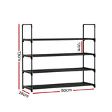 Artiss 4-Tier 16-Pair Stackable Black Shoe Rack — Innovative Design — Allure Home Collections