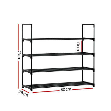 Artiss 4-Tier 16-Pair Stackable Black Shoe Rack — Innovative Design — Allure Home Collections