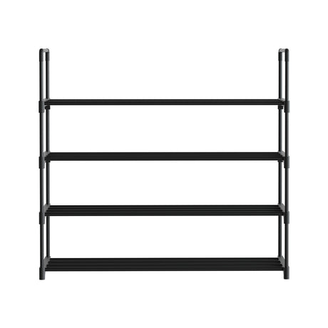 Artiss 4-Tier 16-Pair Stackable Black Shoe Rack — Innovative Design — Allure Home Collections